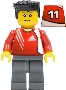 LEGO Soccer Player - Adidas Logo Red Torso Stickers (#11) minifigure