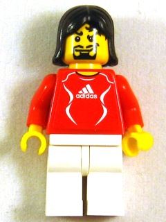 LEGO Soccer Player Red - Adidas Logo, Red and White Torso Stickers (#15) minifigure