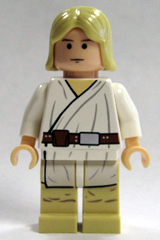 LEGO Luke Skywalker - Light Nougat, Long Hair, White Tunic, Tan Legs minifigure
