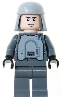 LEGO Imperial Officer with Battle Armor (Captain / Commandant / Commander) - Dark Bluish Gray Legs, Smirk minifigure