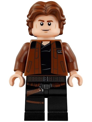 LEGO Han Solo, Black Legs with Holster Pattern, Brown Jacket with Black Shoulders minifigure