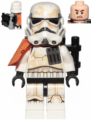 LEGO Sandtrooper Squad Leader (Captain) - Orange Pauldron, Ammo Pouch, Dirt Stains, Survival Backpack minifigure
