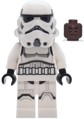 LEGO Imperial Stormtrooper - Male, Dual Molded Helmet with Light Bluish Gray Panels on Back, Shoulder Belts, Umber Head minifigure