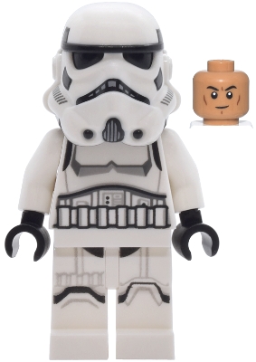 LEGO Imperial Stormtrooper - Male, Dual Molded Helmet with Light Bluish Gray Panels on Back, Shoulder Belts, Medium Nougat Head minifigure