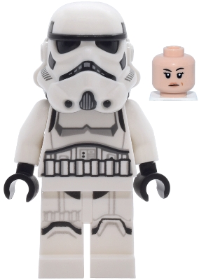 LEGO Imperial Stormtrooper - Female, Dual Molded Helmet with Light Bluish Gray Panels on Back, Shoulder Belts, Light Nougat Head minifigure
