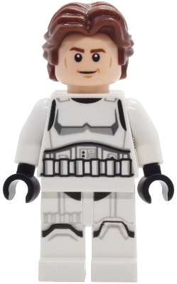 LEGO Han Solo - Stormtrooper Outfit, Printed Legs, Shoulder Belts, Smile / Angry minifigure