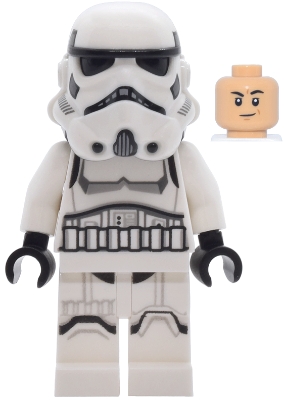 LEGO Imperial Stormtrooper - Male, Dual Molded Helmet with Light Bluish Gray Panels on Back, Shoulder Belts, Medium Tan Head minifigure