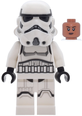 LEGO Imperial Stormtrooper - Female, Dual Molded Helmet with Light Bluish Gray Panels on Back, Shoulder Belts, Sienna Head minifigure