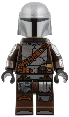 LEGO The Mandalorian / Din Djarin / 'Mando' - Silver Beskar Armor, Jetpack, Printed Head, Reddish Brown and Dark Silver Knee Pads minifigure sw1519