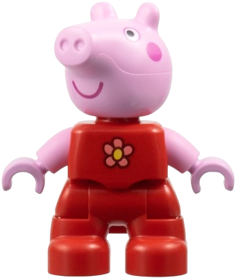 LEGO Duplo Figure Lego Ville, Peppa Pig - Red Outfit with Coral and Yellow Flower (6486135) minifigure