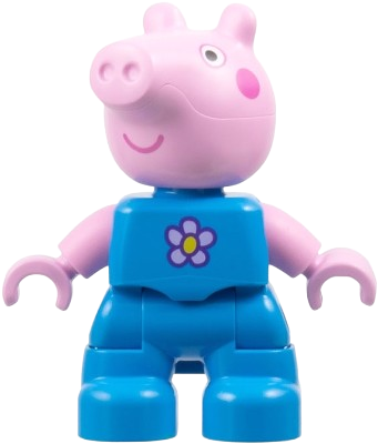 LEGO Duplo Figure Lego Ville, George Pig - Dark Azure Outfit with Lavender and Yellow Flower (6486140) minifigure