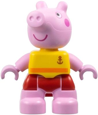 LEGO Duplo Figure Lego Ville, Peppa Pig - Yellow Shirt with Anchor, Red Shorts (6475100) minifigure