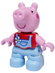 LEGO Duplo Figure Lego Ville, Peppa Pig - Bright Light Blue Overalls with White and Yellow Flower (6601198) set