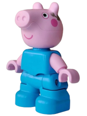 LEGO Duplo Figure Lego Ville, George Pig - Dark Azure Plain Outfit with Silver Earpiece Pattern (6600808) set