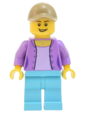 LEGO Skyline Express Woman - Medium Lavender Jacket, Medium Azure Legs, Dark Tan Cap set