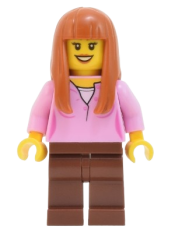 LEGO Skyline Express Woman - Bright Pink Top, Reddish Brown Legs, Dark Orange Hair set
