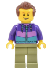 LEGO Skyline Express Man - Dark Purple Jacket, Olive Green Legs, Reddish Brown Hair set