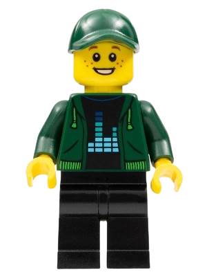 LEGO Photographer, Male, Dark Green Jacket, Black Legs, Dark Green Cap set