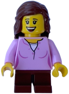 LEGO Girl, Bright Pink Top, Reddish Brown Legs, Reddish Brown Long Hair set