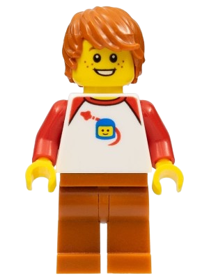 LEGO Male, White Classic Space Shirt, Dark Orange Legs, Dark Orange Hair set