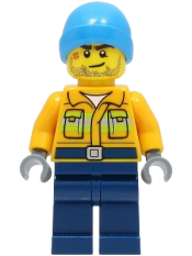 LEGO Fisherman - Bright Light Orange Jacket, Dark Azure Beanie set