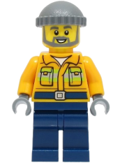 LEGO Fisherman - Bright Light Orange Jacket, Dark Bluish Gray Knit Cap set