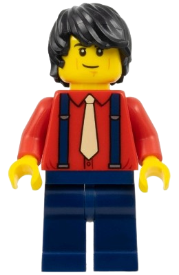 LEGO Boyfriend - Red Shirt with Tan Tie, Dark Blue Legs, Black Tousled Hair set