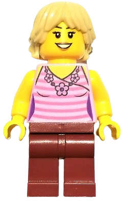 LEGO Girlfriend - Dark Pink Striped Top, Dark Red Legs, Tan Tousled Hair set