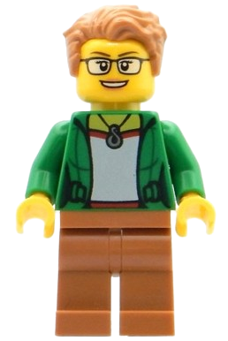 LEGO Space Observer - Female, Green Jacket, Medium Nougat Legs set