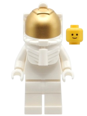 LEGO Astronaut Mannequin - White with White Helmet, Metallic Gold Visor, Standard Head set
