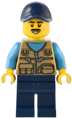LEGO Male - Dark Tan Vest over Dark Azure Shirt, Dark Blue Legs, Dark Blue Cap set