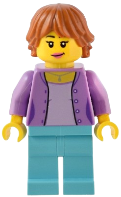 LEGO Traveler - Female, Medium Lavender Jacket, Medium Azure Legs, Dark Orange Hair set