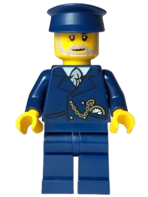 LEGO Tourist - Male, Dark Blue Suit and Hat, Light Bluish Gray Beard set