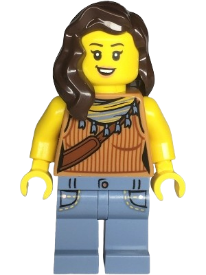 LEGO Snack Shack Patron - Female, Medium Nougat Tank Top, Sand Blue Legs, Dark Brown Hair set