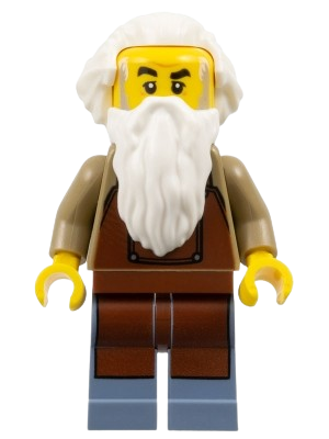 LEGO Train Worker - White Hair and Beard, Reddish Brown Apron set