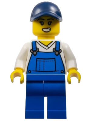 LEGO Train Worker - Female, Blue Overalls, Dark Blue Cap set