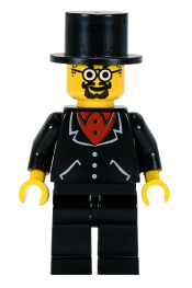 LEGO Lord Sam Sinister - Suit with 3 Buttons Black - Black Legs, Top Hat minifigure