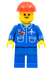 LEGO Airport - Blue, Blue Legs, Red Construction Helmet minifigure