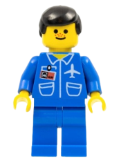 LEGO Airport - Blue, Blue Legs, Black Male Hair minifigure