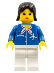 LEGO Airport - Blue with Scarf, Black Female Hair (Undetermined Type) minifigure