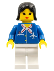 LEGO Airport - Blue with Scarf, Black Female Hair (Vintage) minifigure