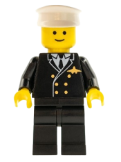 LEGO Airport - Pilot, Black Legs, White Hat minifigure