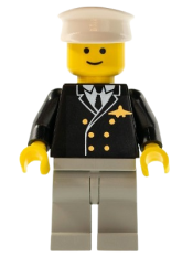 LEGO Airport - Pilot, Light Gray Legs, White Hat minifigure