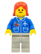 LEGO Airport - Blue, Light Gray Legs, Red Female Hair minifigure