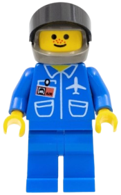 LEGO Airport - Blue, Blue Legs, Dark Gray Helmet, Black Visor minifigure