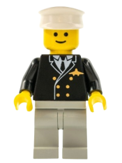 LEGO Airport - Pilot, Light Bluish Gray Legs, White Hat minifigure