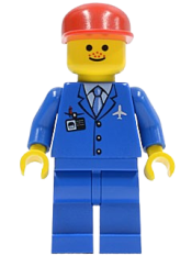LEGO Airport - Blue 3 Button Jacket & Tie, Red Cap, Freckles minifigure