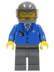 LEGO Airport - Blue 3 Button Jacket & Tie, Chopper Pilot minifigure