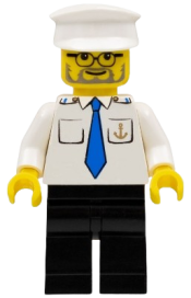 LEGO Boat Captain with Blue Tie and Anchor on Pocket, White Hat minifigure