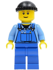 LEGO Overalls with Tools in Pocket Blue, Black Knit Cap minifigure